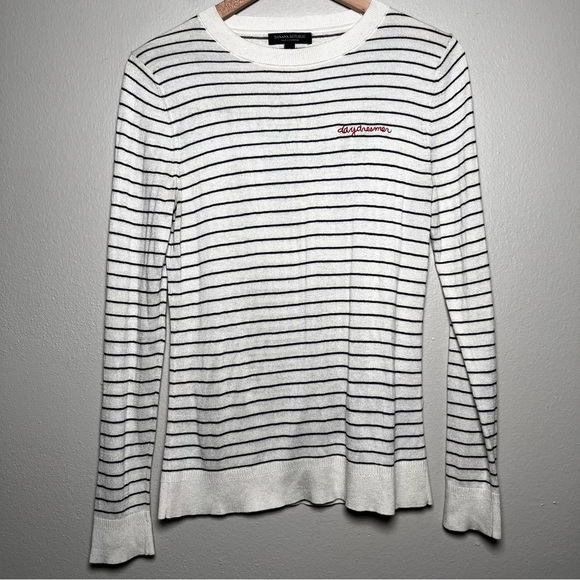 Banana Republic Women Cashmere Silk Sweatshirt Top Small Daydreamer Preppy Strip - Picture 1 of 10